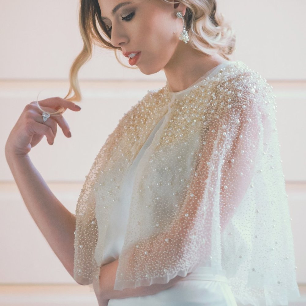 Ivory Pearl Topper, Cover-up, Bridal Topper NWT